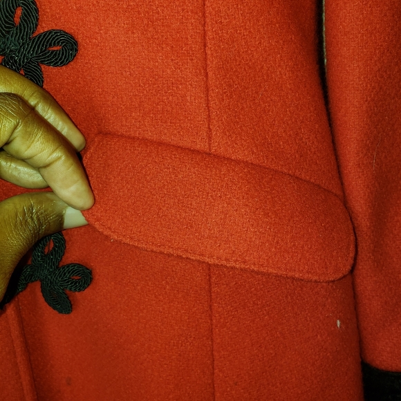 Rothschild Vintage ILGWU Red and Black Faux Fur Wool Coat Girls Size 10 - Picture 10 of 11